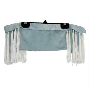 Ciao Sea Light Blue Crop Top Bandeau Tube White Tassels Large Beach Vacation Fun